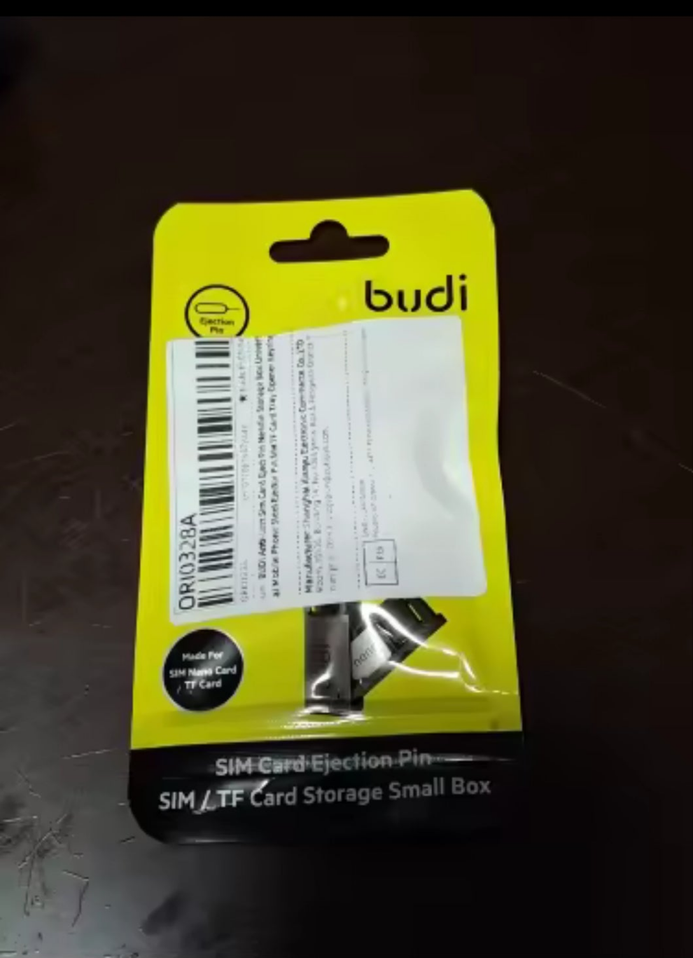 BUDI Anti lost Sim Card Eject Pin Needle Storage Box Universal Mobile Phone Steel Ejector Pin SIM TF Card Tray Opening Keyring.