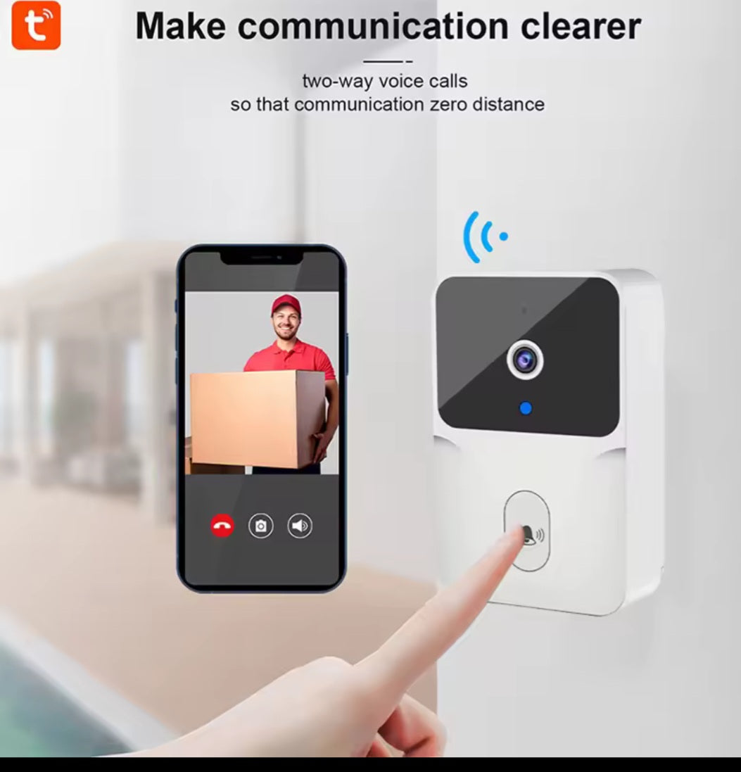 Tuya WiFi Video Doorbell Smart Home Door Bell Wireless Rechargeable Battery Outdoor HD Camera Two-way Audio Visual Doorbell.