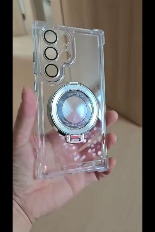 Luxury Magnatic Stand Shockproof Clear case for Samsung S25, S24, S23 Ultra Plus Note20.