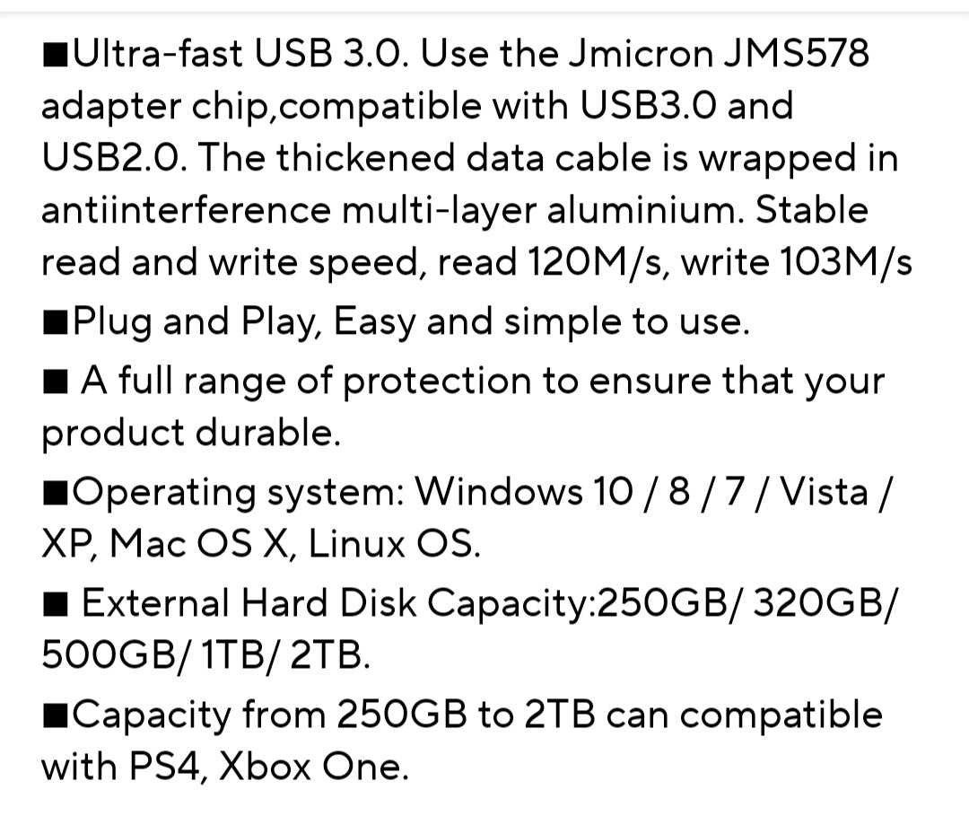 UnionSine HDD 2.5 Portable External Hard drive 500 GB Suitable for PC, Laptop Mac/Mac book.