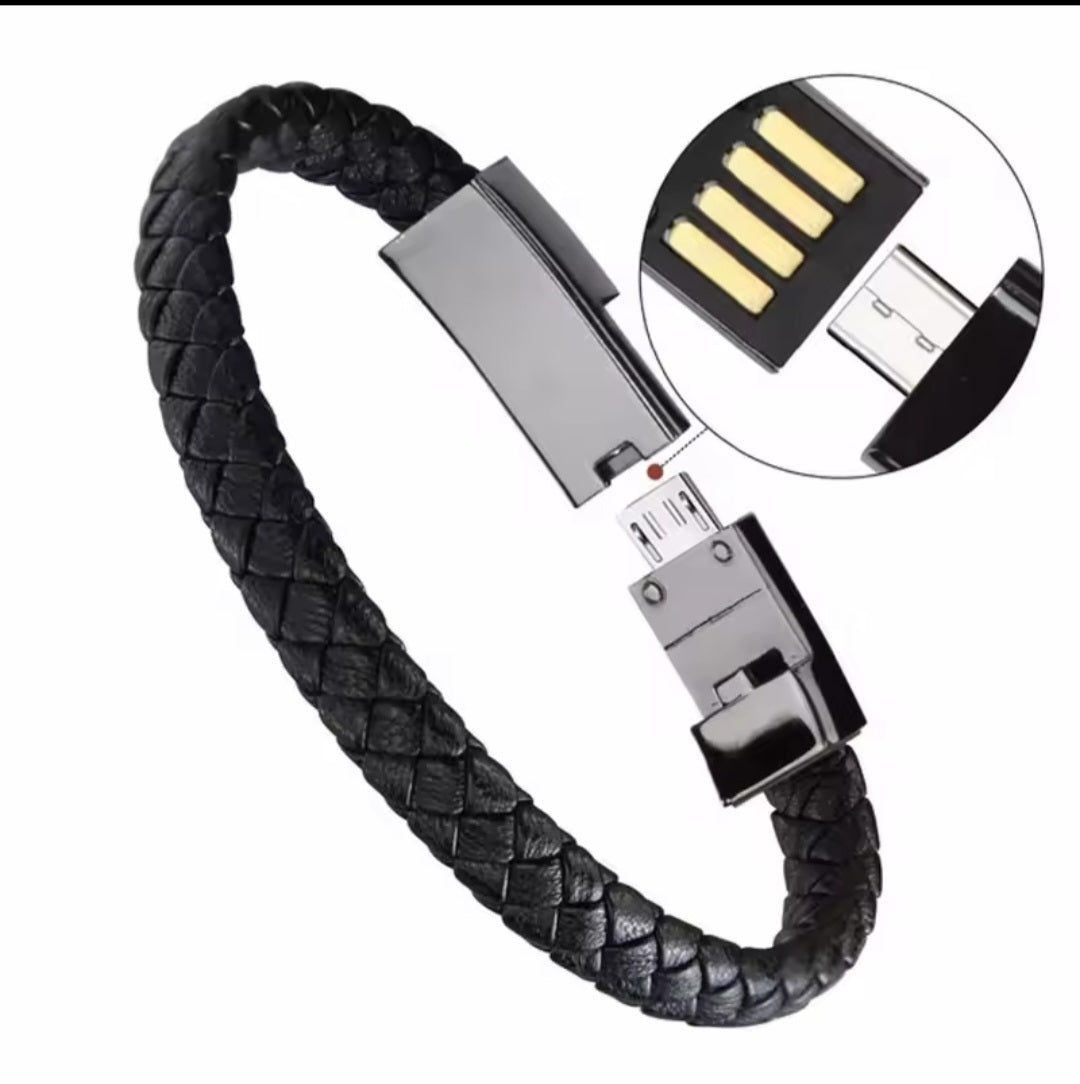 ILEPO Bracelet USB Charging Cable Outdoor Portable Leather Mini Micro USB C Charger Data Cable For iPhone Samsung Huwaei Xiaomi.