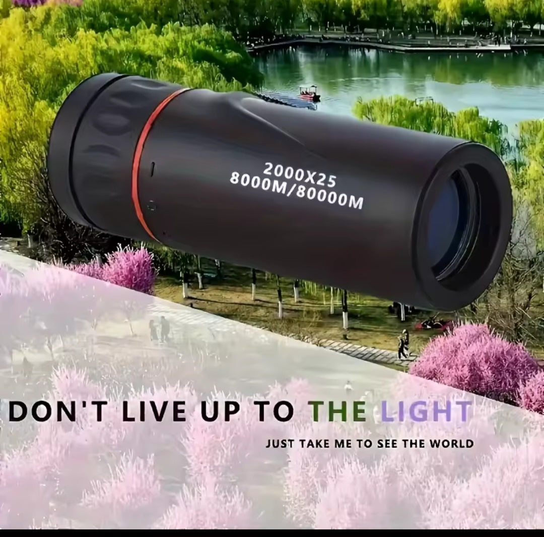 2025 2000X25 HD Monocular Telescope, Compact, Portable For Travel Hiking, Fishing, Camping, Stargazing, Concerts & Birds Watching.