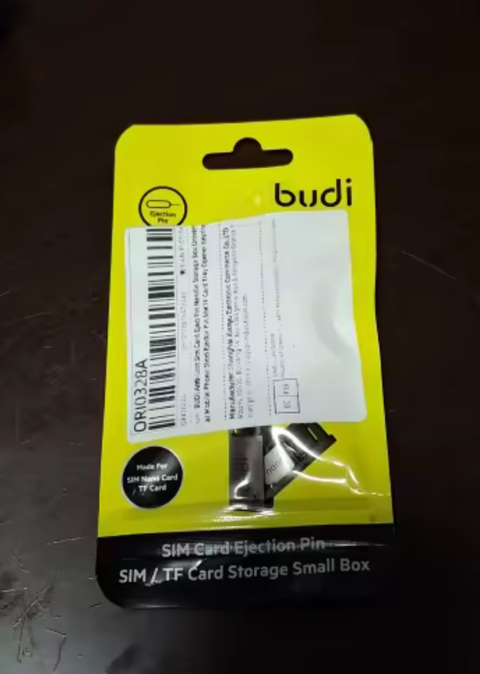 BUDI Anti lost Sim Card Eject Pin Needle Storage Box Universal Mobile Phone Steel Ejector Pin SIM TF Card Tray Opening Keyring.