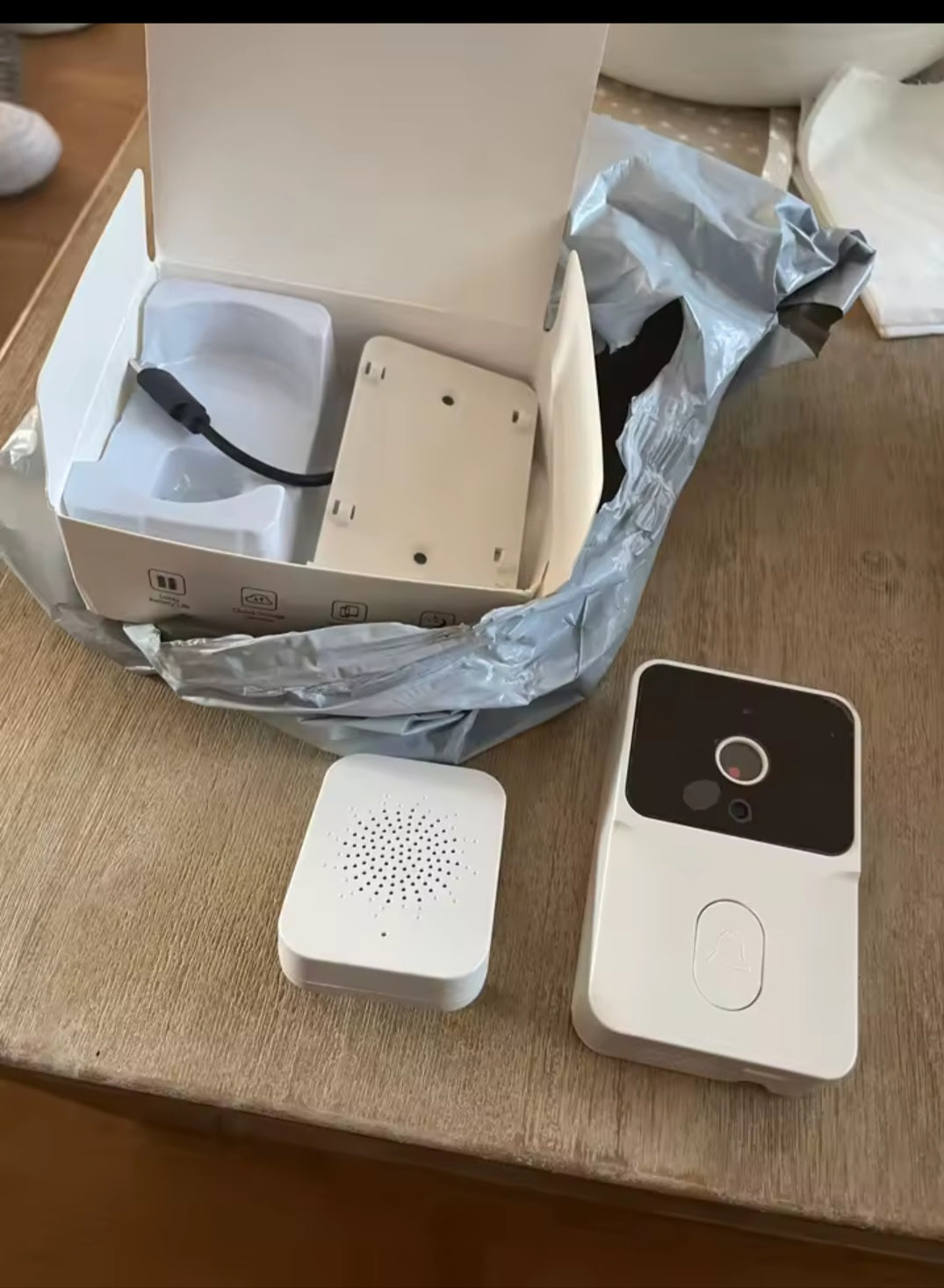 Tuya WiFi Video Doorbell Smart Home Door Bell Wireless Rechargeable Battery Outdoor HD Camera Two-way Audio Visual Doorbell.