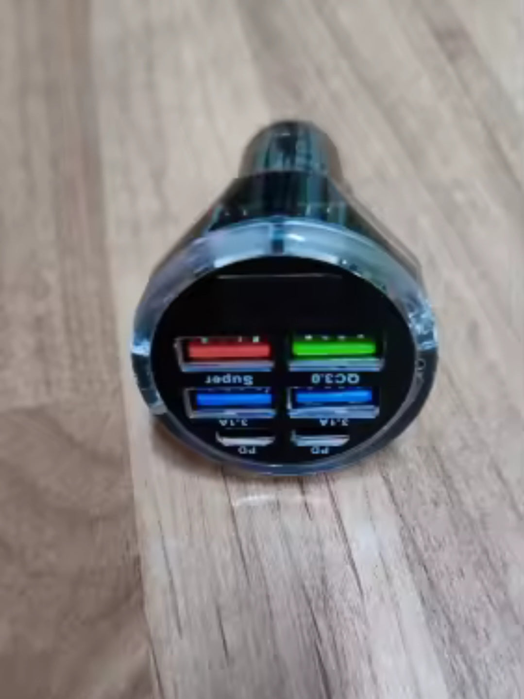 66 250W PD Car charger QC 3.0. Fast charge 1 to 6 Car cigarette lighter plug charger Flashcharge with digital display.