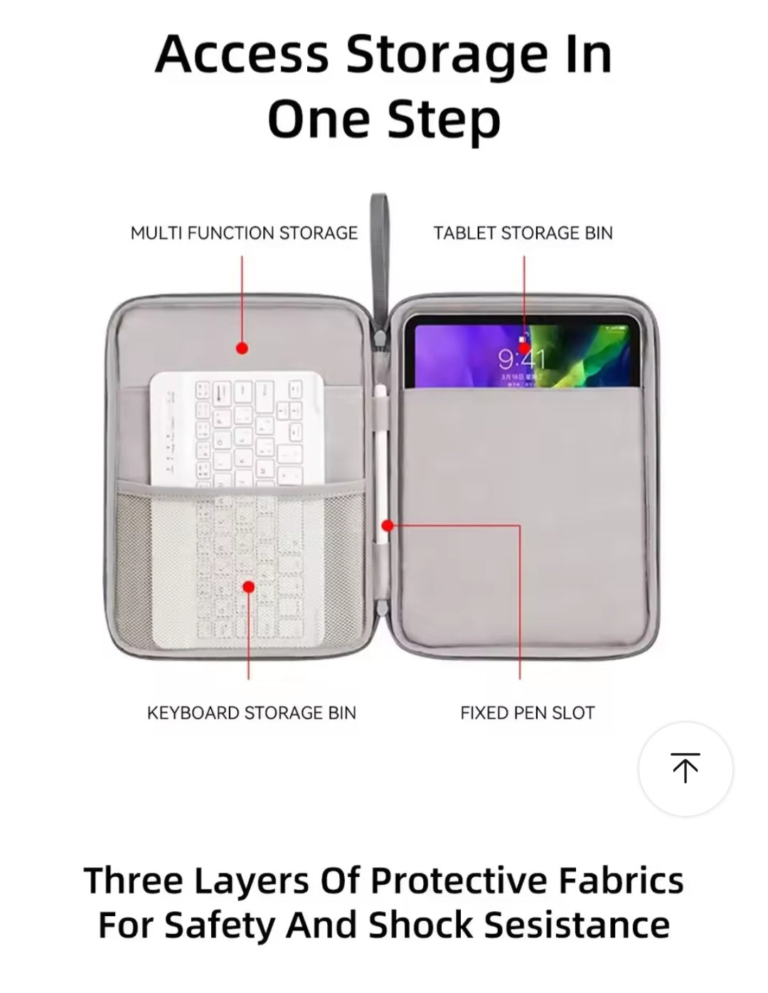 Tablet Handbag Case 9-13 Inch Tablet for 2024 New iPad Air 11/13 Protective Travel Bag