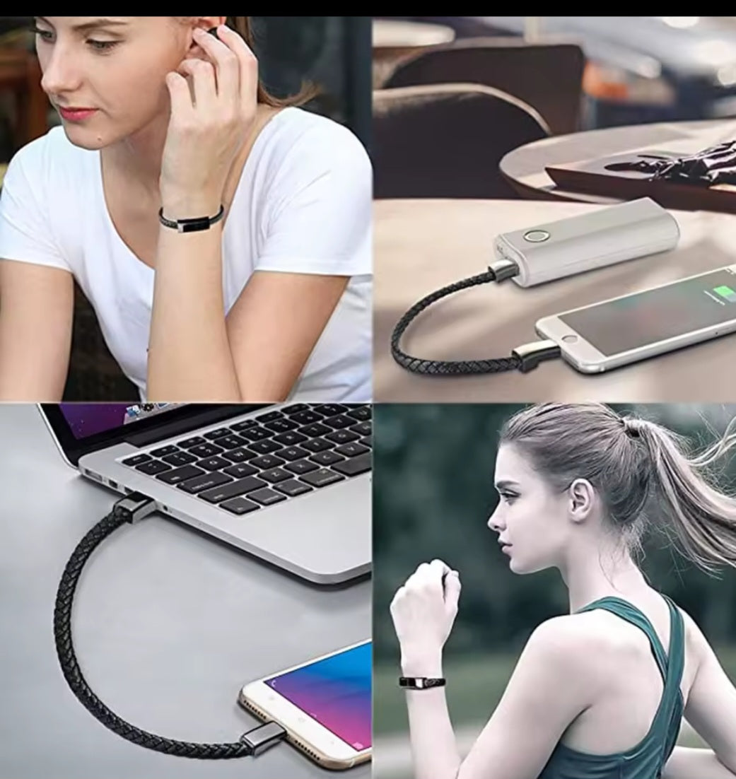 ILEPO Bracelet USB Charging Cable Outdoor Portable Leather Mini Micro USB C Charger Data Cable For iPhone Samsung Huwaei Xiaomi.