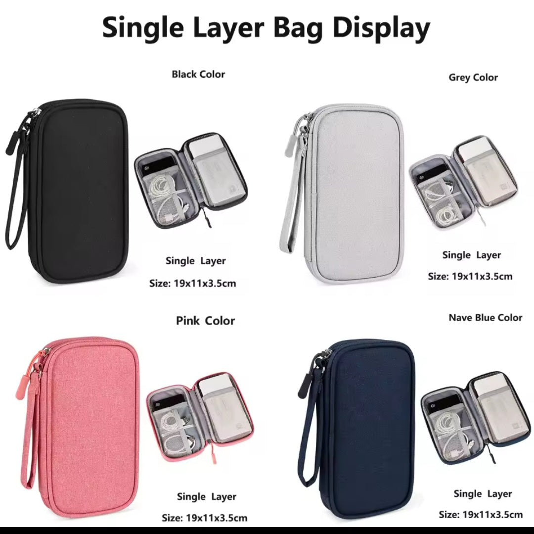 Data Cable Storage Bag Waterproof Portable Carry Case Storage Bag Travel Organizer Bag for Cable Cord USB Charger.