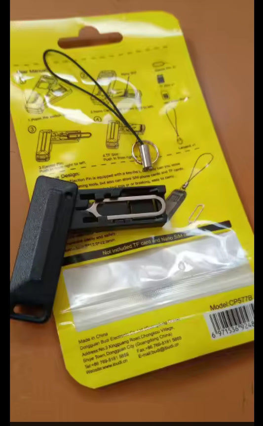 BUDI Anti lost Sim Card Eject Pin Needle Storage Box Universal Mobile Phone Steel Ejector Pin SIM TF Card Tray Opening Keyring.