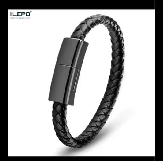 ILEPO Bracelet USB Charging Cable Outdoor Portable Leather Mini Micro USB C Charger Data Cable For iPhone Samsung Huwaei Xiaomi.