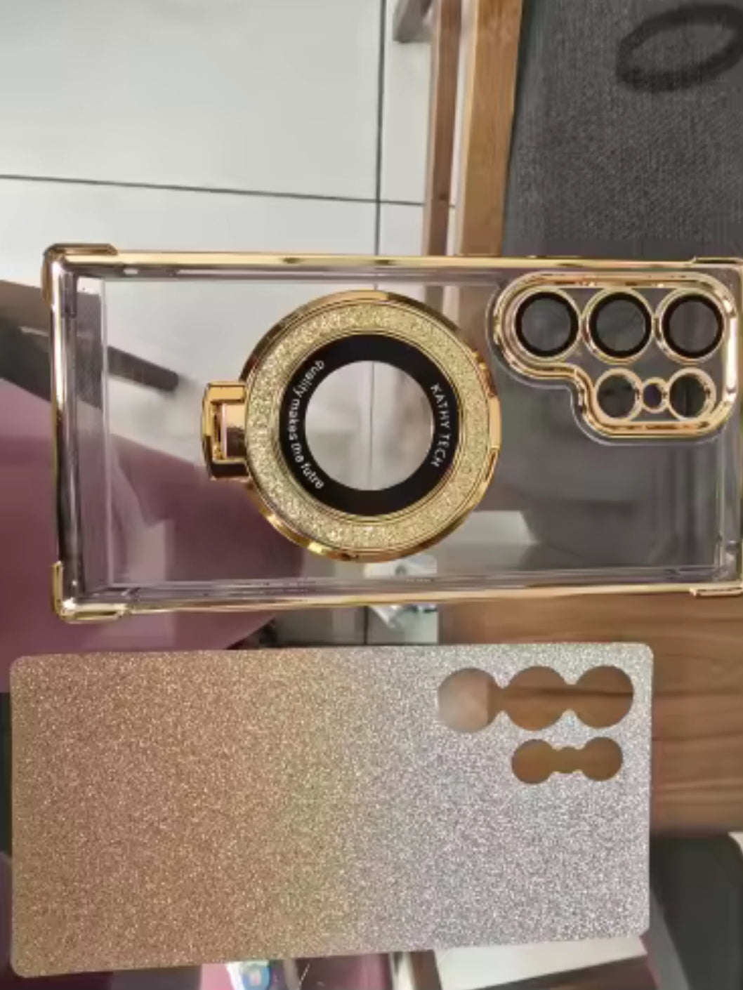 Luxury Magsafe Glitter Case For Samsung Galaxy S25 , S24 , S23 Ultra Gold.