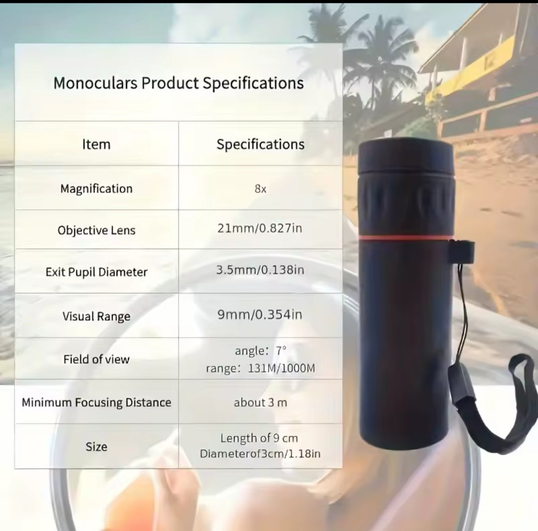 2025 2000X25 HD Monocular Telescope, Compact, Portable For Travel Hiking, Fishing, Camping, Stargazing, Concerts & Birds Watching.